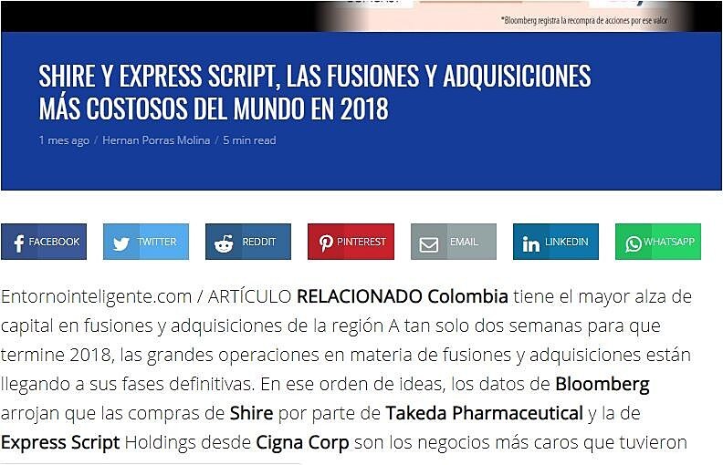 Sire y Express Script, las fusiones y adquisiciones ms costosas del mundo en 2018